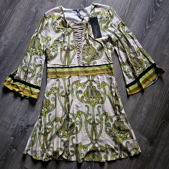 Lenni Dresses & Skirts - ​NWT Lenni the Label "L'Aurore" Dress Art Nouveau Whimsigoth Bell Sleeve Size M